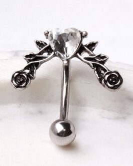 Heart and Roses Top Down Navel Ring