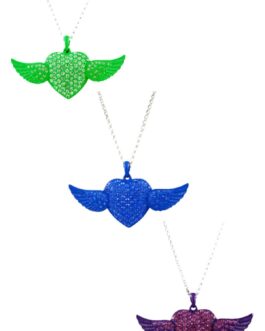 Studded Winged Heart Pendant Necklace
