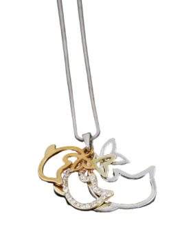 CRYSTAL LAYERED DOLPHIN PENDANT NECKLACE