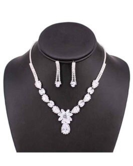 FULL  CUBIC ZIRCONIA CRYSTAL NECKLACE SET