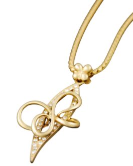 Crystal leaf & ribbon pendant necklace