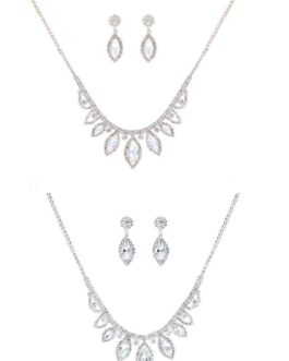 Rhinestone Marquise Round Shape Necklace Set