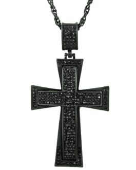 Layered stud cross pendant necklace