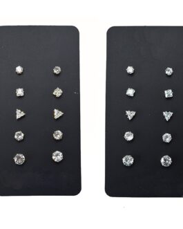 5 Pair Rhinestone Stud Earrings Set