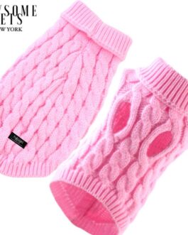 (EXTRA WARM) DOG AND CAT CABLE KNIT SWEATER – PINK