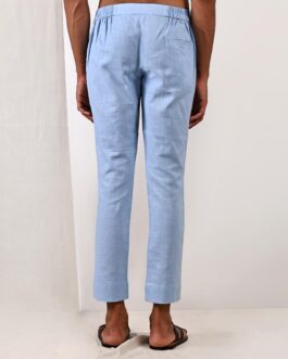 Light Blue Cotton X Linen Pant