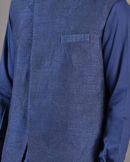 Garance – Blue Abstract Embroidered Nehru Jacket with Kurta Set