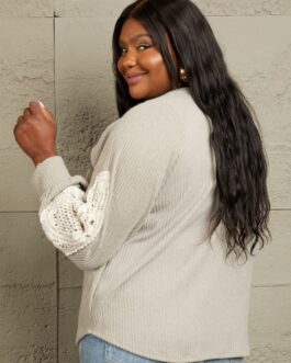 Sew In Love Full Size Lace Patch Detail Sweater