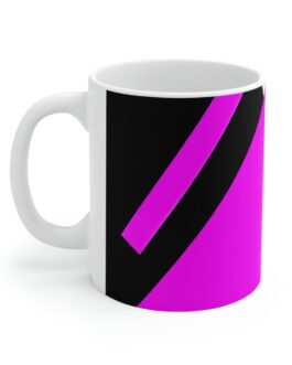 Decorative Ceramic Coffee Mug 15oz, Black And Pink Geometric Pattern